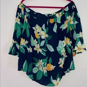 Old Navy XXL Smocked Neckline/ Off the Shoulder Floral Top 3/4 Bell Sleeve